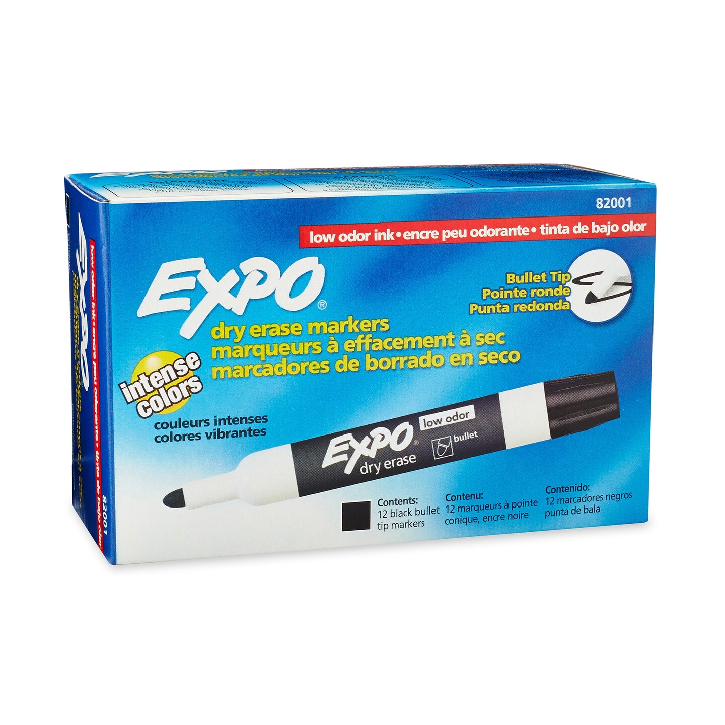 Low Odor Dry Erase Markers, Bullet Tip, Black, Box of 12 Michaels