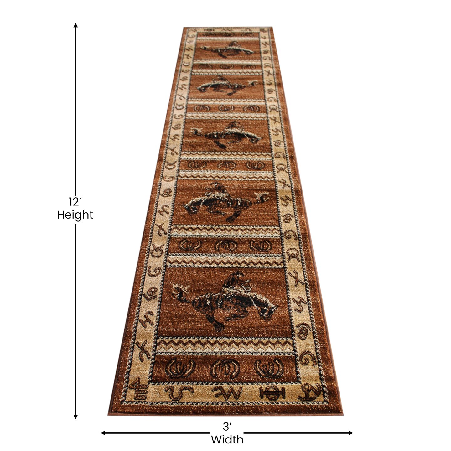 Masada Rugs Western Cowboy Themed Area Rug - Design L370