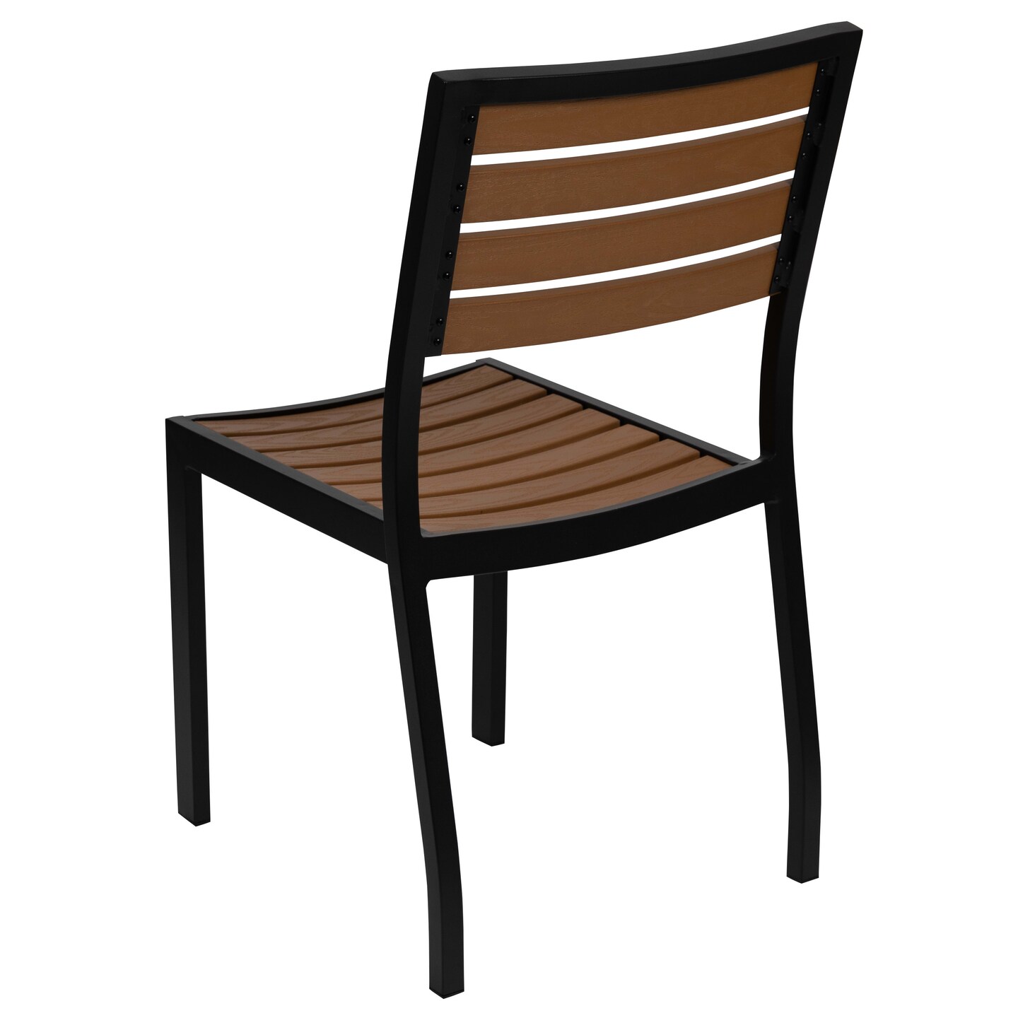 Merrick Lane Kersey Outdoor Side Chairs Poly Faux Wood and Metal Patio and Deck Chairs for All-Weather Use- Set of 2