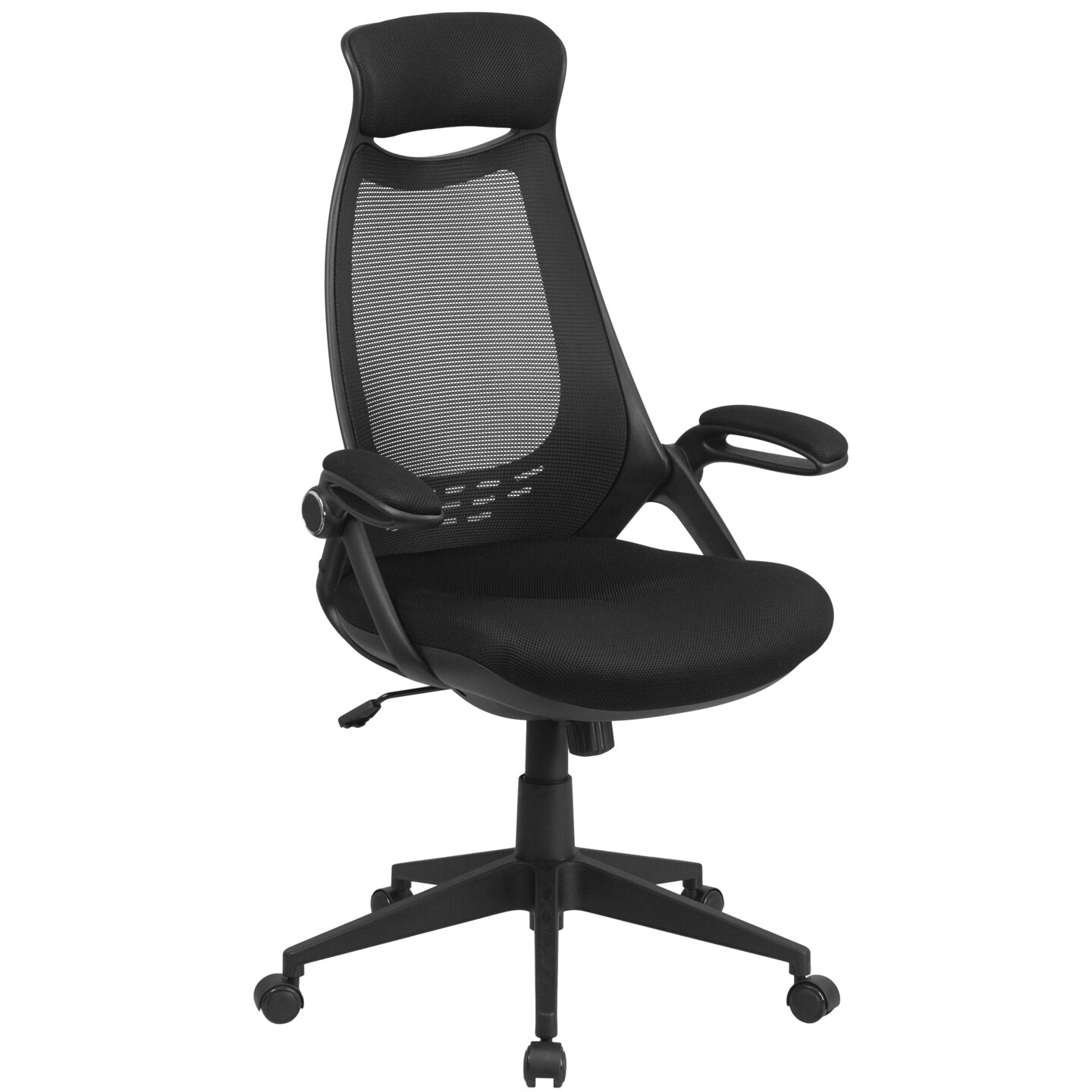 Emma and Oliver High Back Mesh Executive Swivel Office Chair with Flip-Up Arms