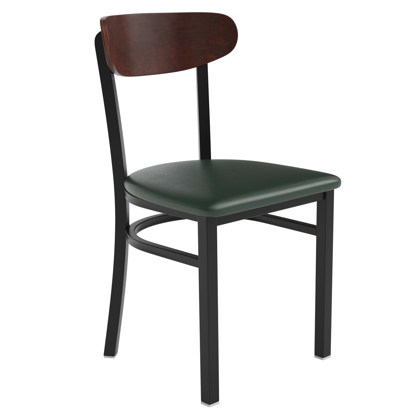 Emma and Oliver Yara Industrial Dining Chair with Rolled Steel Frame and Solid Wood Seat - 500 lbs. Static Weight Capacity