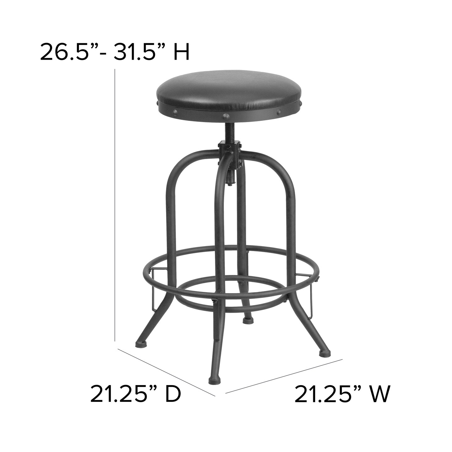 Merrick Lane Adrienne Barstool Contemporary Backless Stool with Swivel Seat Height Adjustment and Footrest