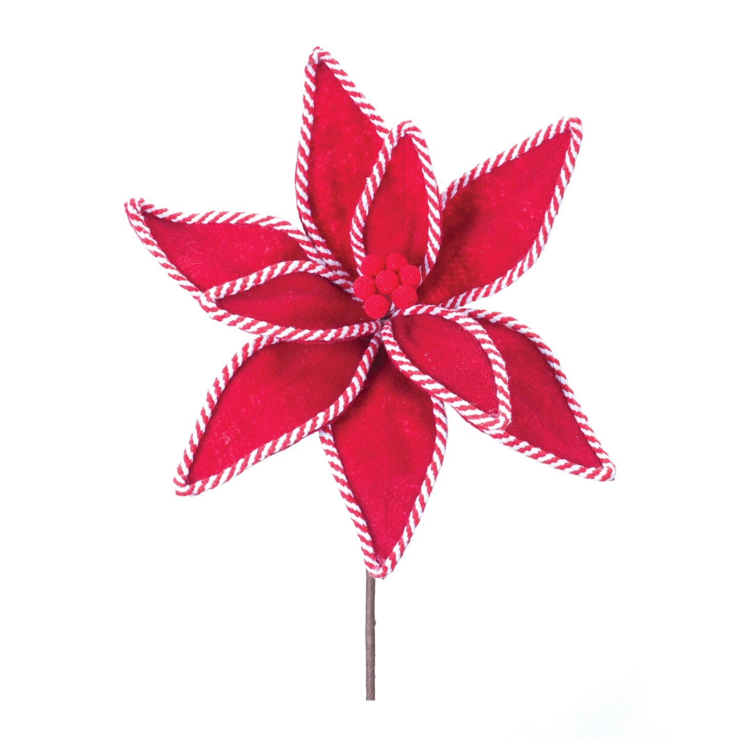 Melrose 6 Piece Set Candy Cane Poinsettia Artificial Christmas Stems 25&#x22;