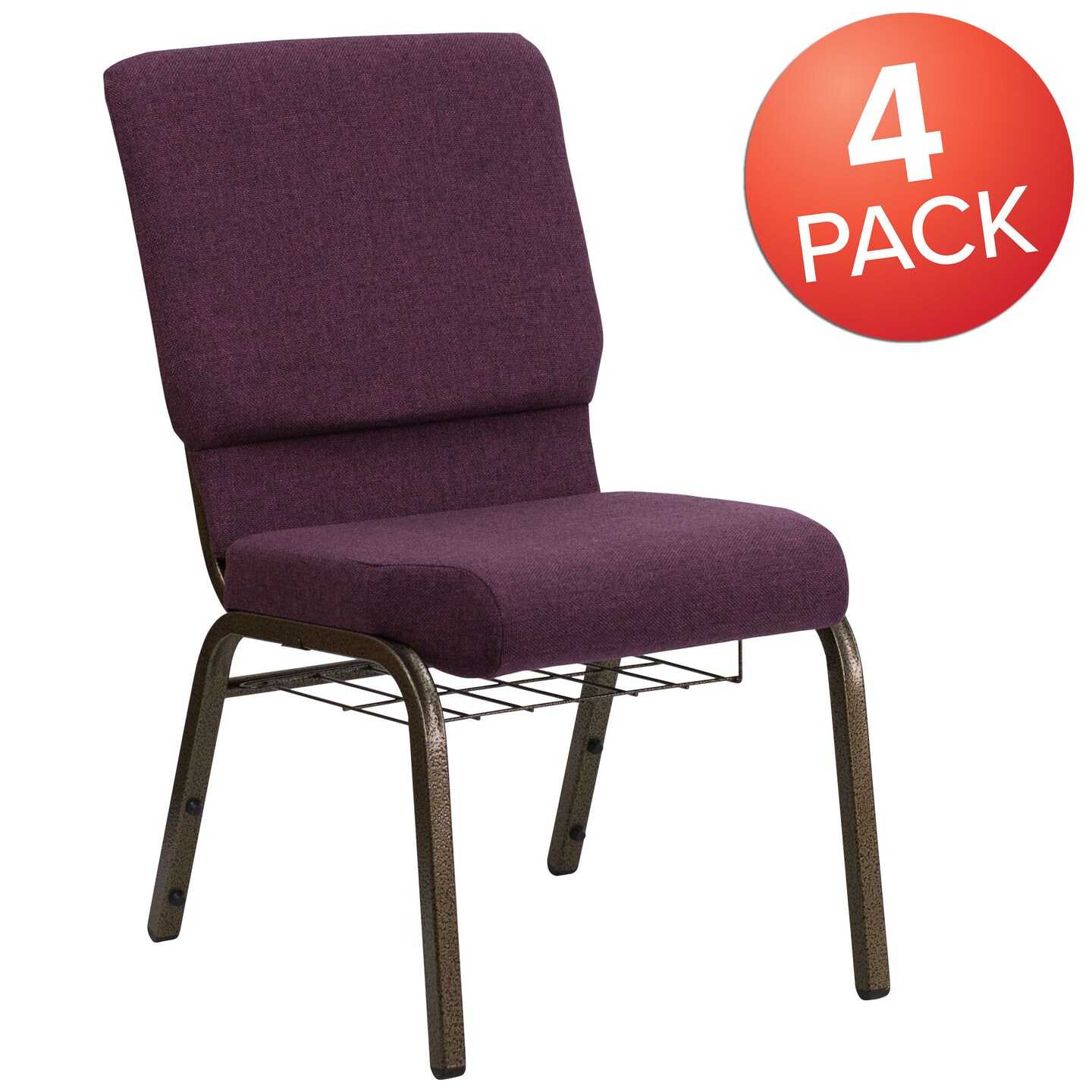 Emma and Oliver 4 Pack 18.5&#x27;&#x27;W Church Chair with Book Rack