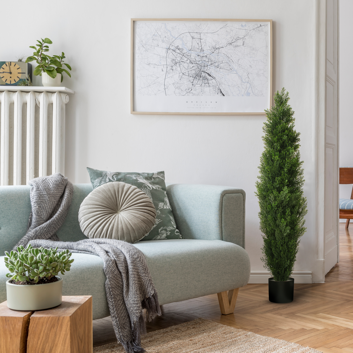 (2 Pack) 60&#x201D; Artificial Cedar Boxwood Topiary Tree