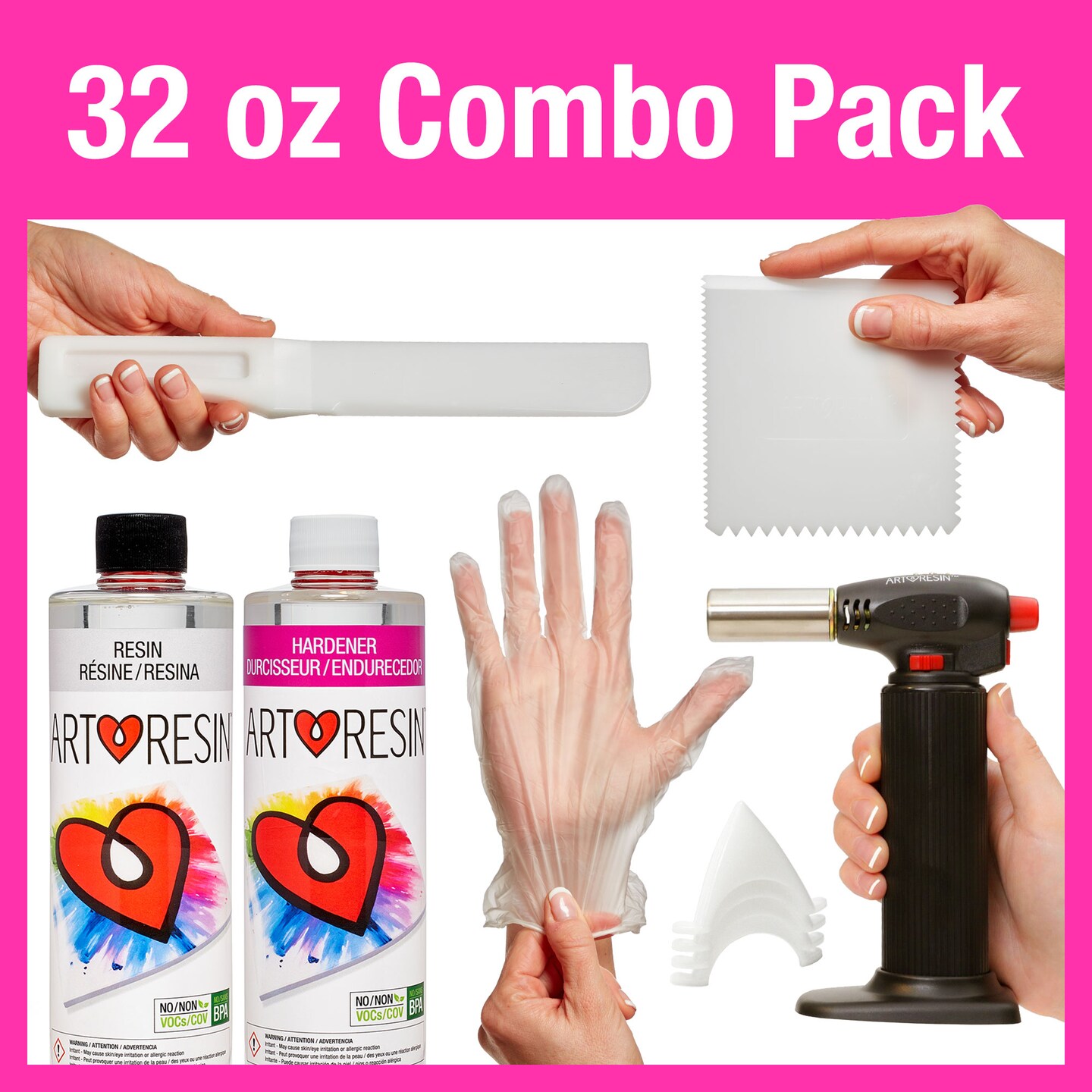 ArtResin - Epoxy Resin - Clear - Non-Toxic - Starter Combo Pack - 32oz (16 oz Resin + 16 oz Hardener) (946ml)