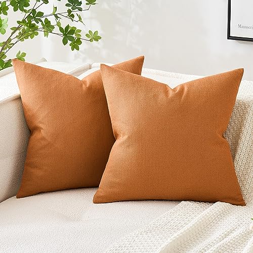 MIULEE Pack of 2 Fall Decorative Throw Pillow Covers Linen Burlap Square Solid Farmhouse Modern Concise Throw Cushion Case Pillowcase for Sofa Car Couch 18x18 Inch Burnt Orange Michaels