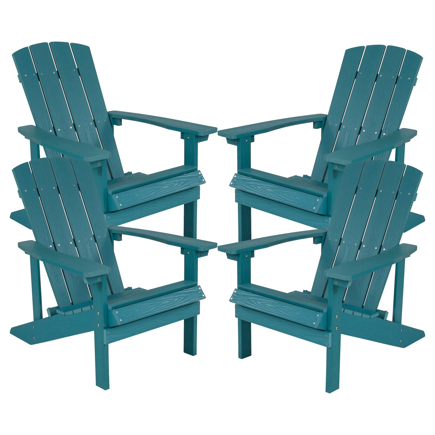 Emma and Oliver 4 Pack Outdoor All-Weather Poly Resin Wood Adirondack Chairs