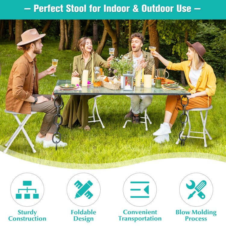 Set of 4 18 Inch Collapsible Round Stools with Handle