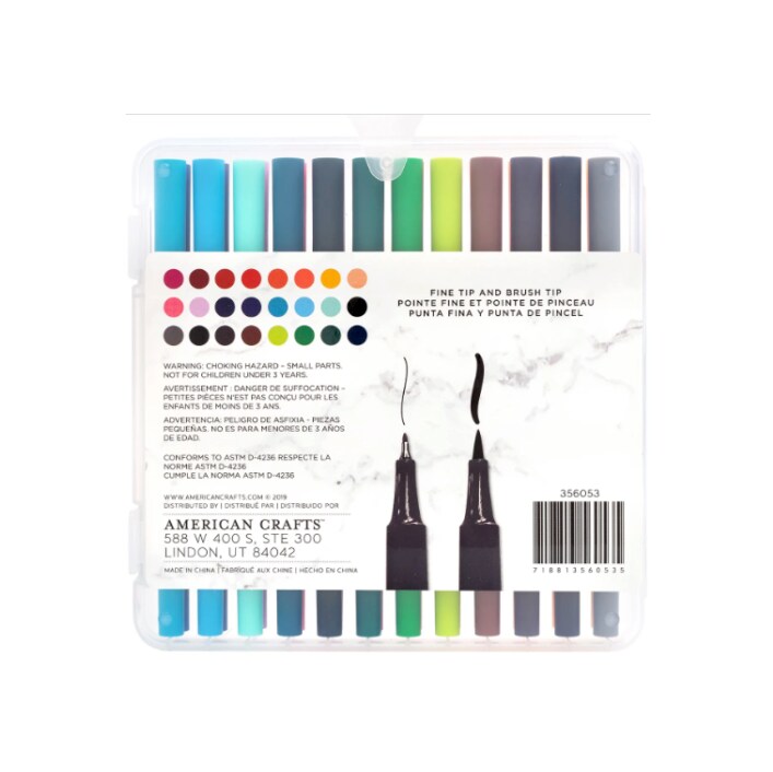 American Crafts 356053 AMC Art Supply Basics Collection Pens Dual Tip 24pc