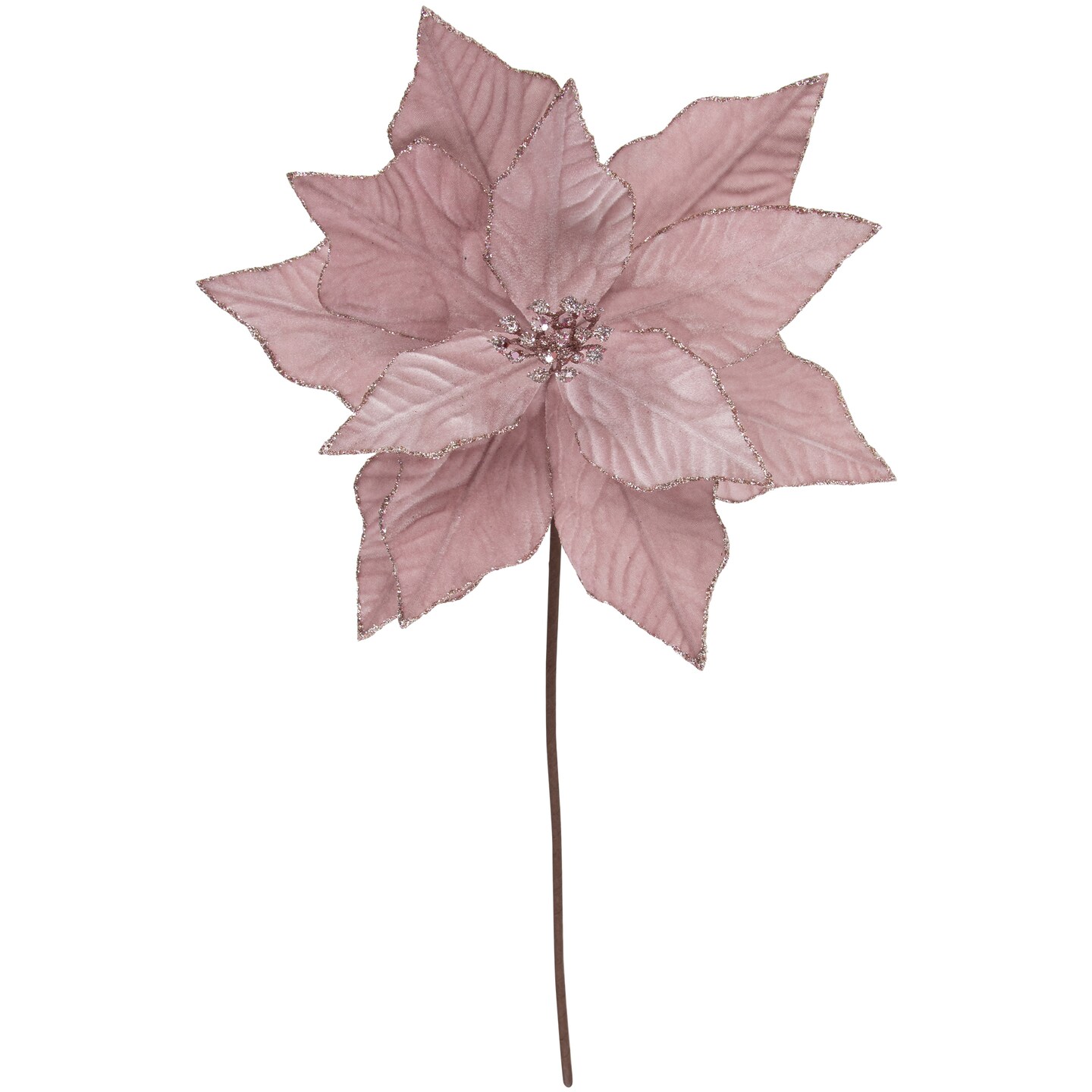 Northlight 24&#x22; Pink Glittered Poinsettia Christmas Stem Spray