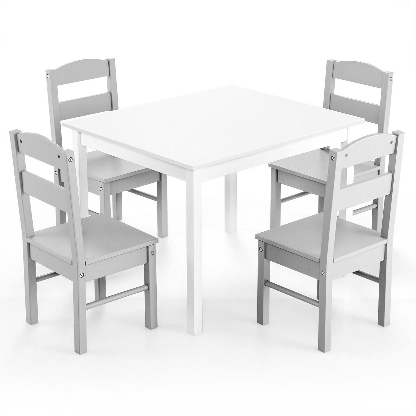 Kids 5 Pieces Table and Chair Set Wooden Children Activity Playroom Furniture Gift