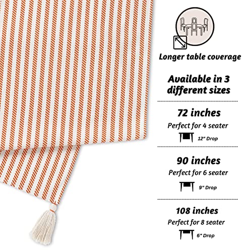 Fall Table Runner 72 Inches Long for Fall Décor, 100% Cotton Thanksgiving Table Runner for Fall Decorations for Home, Table Runner Fall or Boho Table Runner, Fall Runner (Russet Orange)