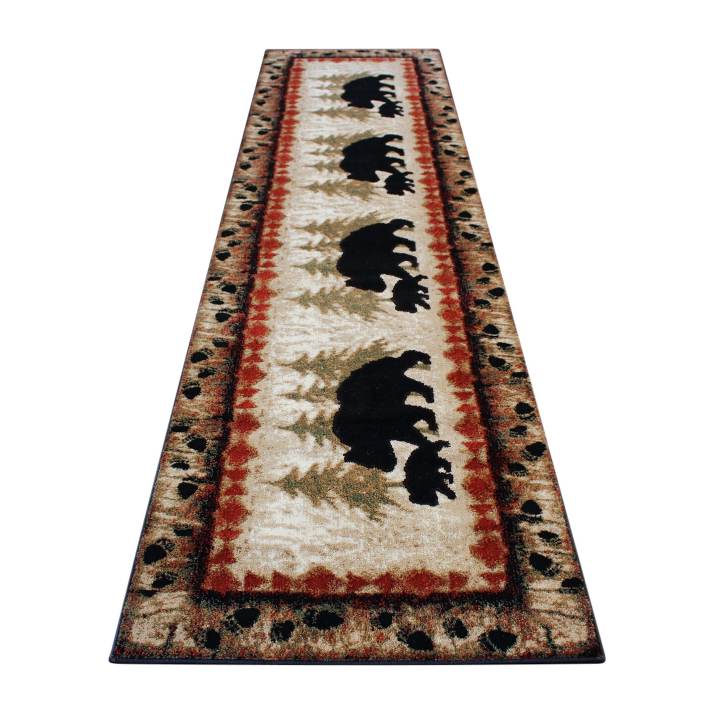 Masada Rugs Cabin/Lodge Theme Area Rug with Bear and Cub Scene