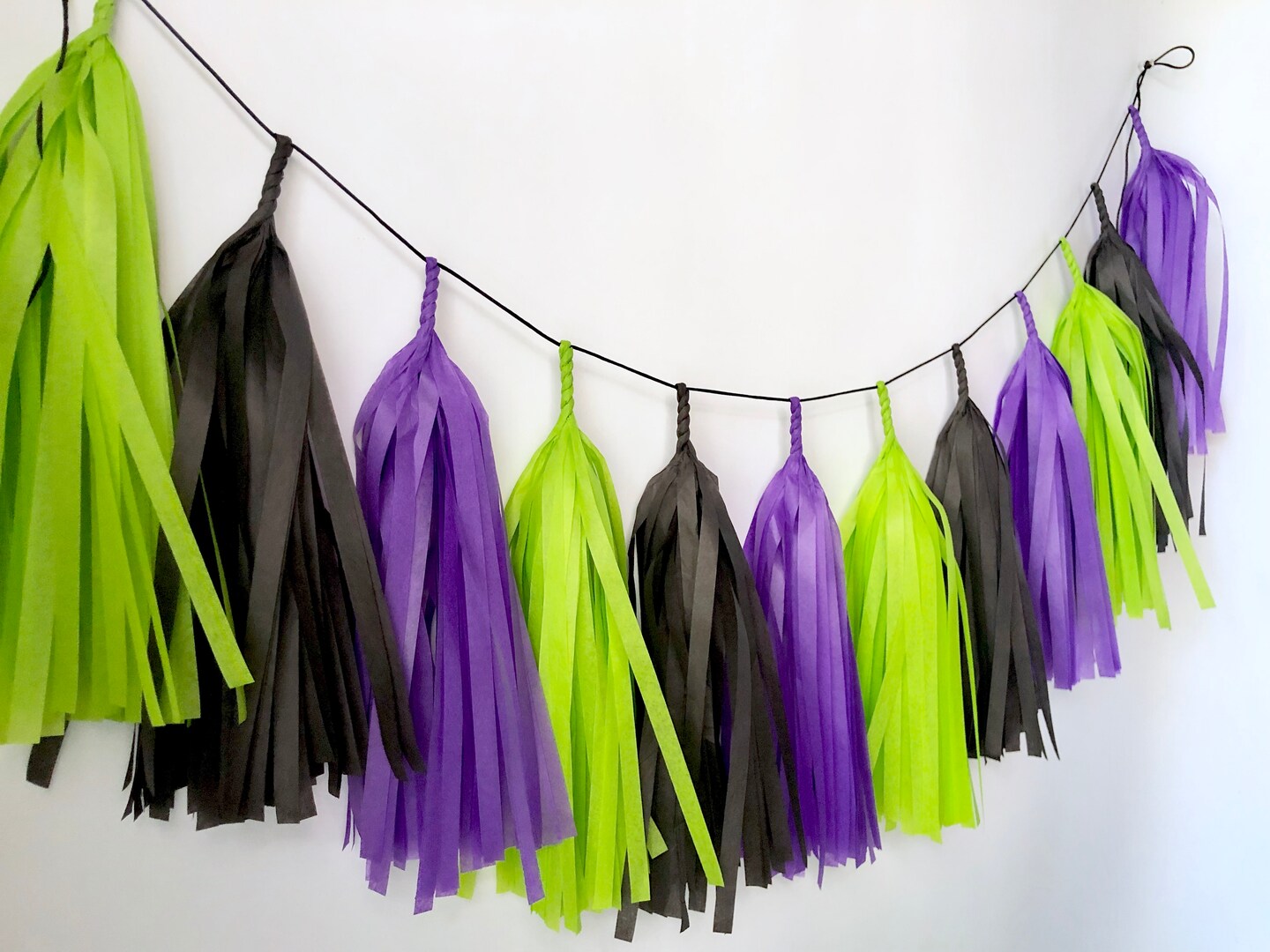 Purple Lime Black Tassel Garland - Party Decor - Photo Prop