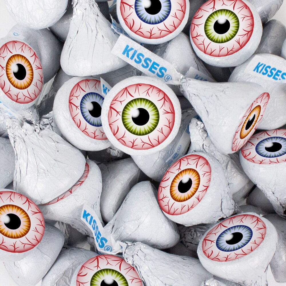 Halloween Candy Party Favors Chocolate Hershey&#x27;s Kisses Eyeballs