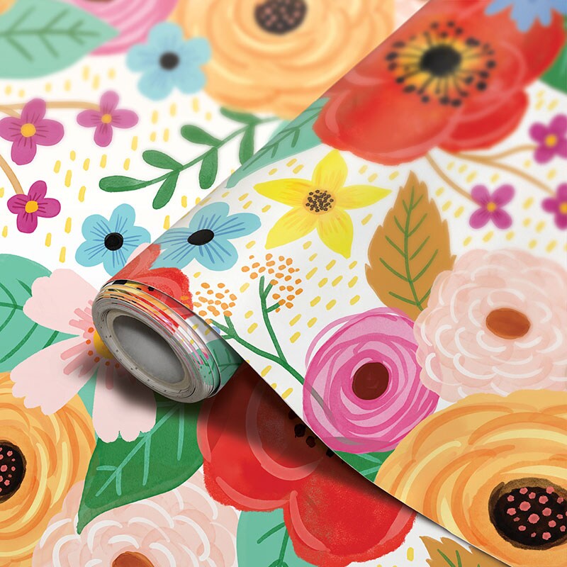 Peel and Stick Decorative Paper Roll, 17-1/2&#x22; x 10 ft, Wildflowers