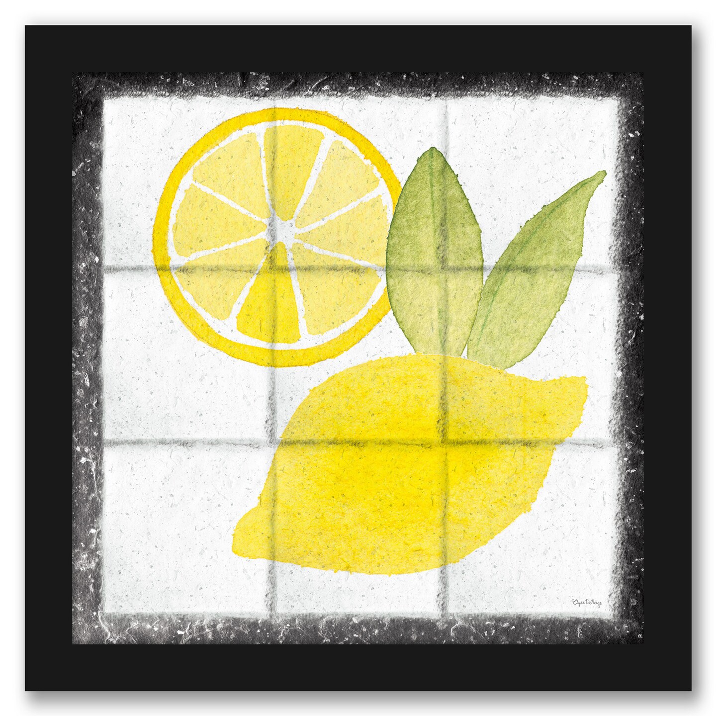 Citrus Tile VI Black Border Wall Art by Elyse DeNeige Black Framed Print 11x11 - Americanflat