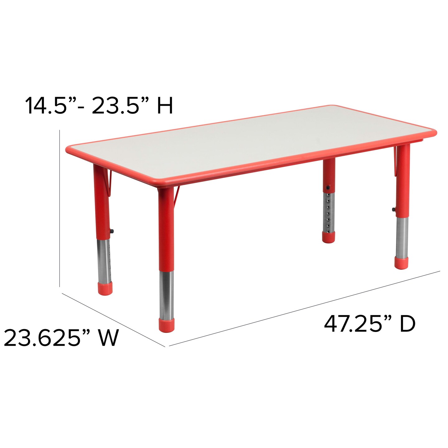 Emma and Oliver 23.625&#x22;W x 47.25&#x22;L Rectangular Plastic Height Adjustable Activity Table Set with 6 Chairs