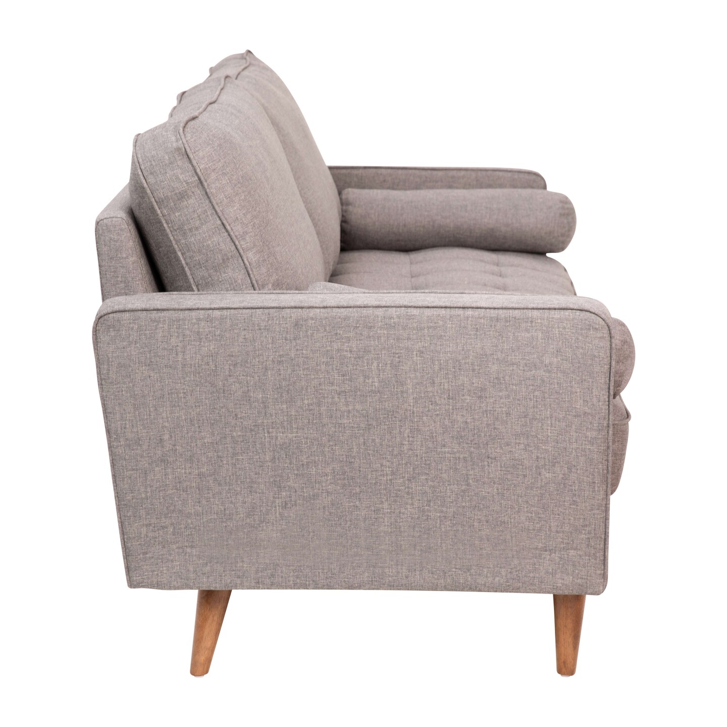 Emma and Oliver Holden Upholstered Mid-Century Modern Pocket Spring Sofa with Wooden Legs and Removable Back Cushions