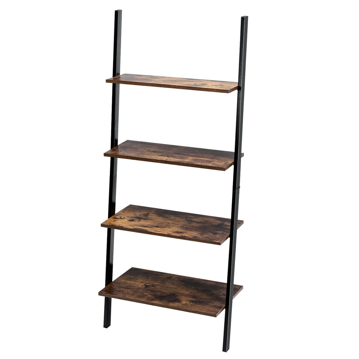 Metal Particle Board 4-Tier Ladder Shelf with Wall Mount