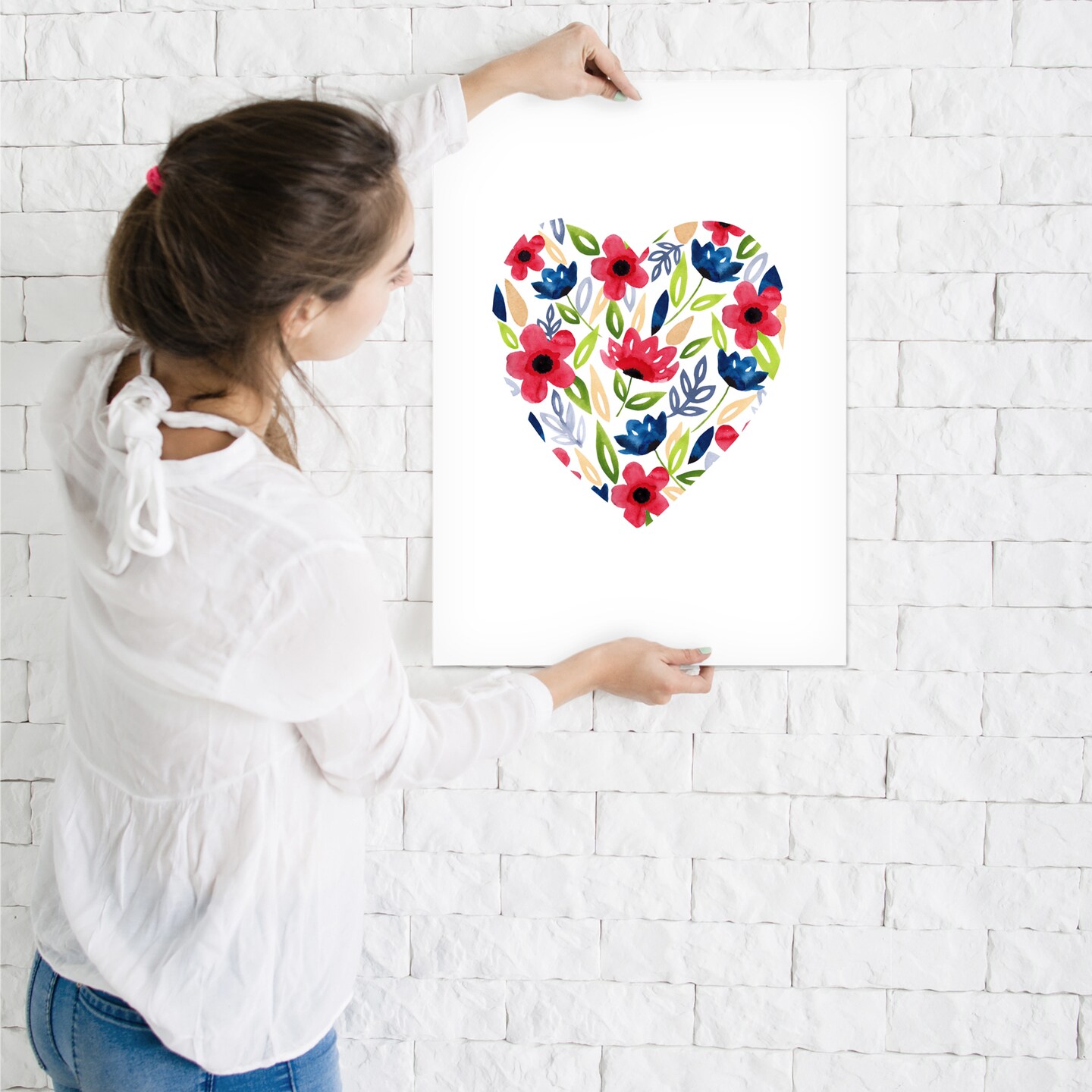 Heart Navy Red by Lisa Nohren  Poster Art Print - Americanflat