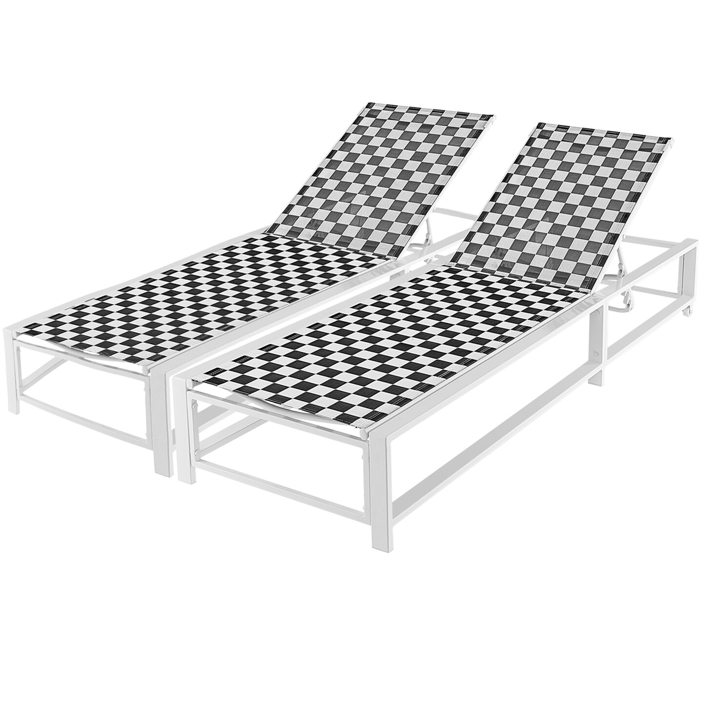 Costway Patio Adjustable Chaise Lounge Chair Outdoor Wheeled Recliner Sturdy Metal