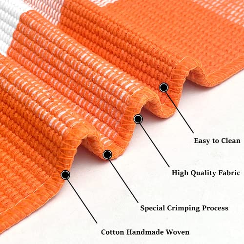 Buffalo Plaid Rug 27.5x43 Inches Orange and White Checke Orange Rug Halloween Fall Door Mat Woven Cotton Washable Area Rugs Door Mat Outdoor Entrance for Front Porch Entryway Fall Farmhouse