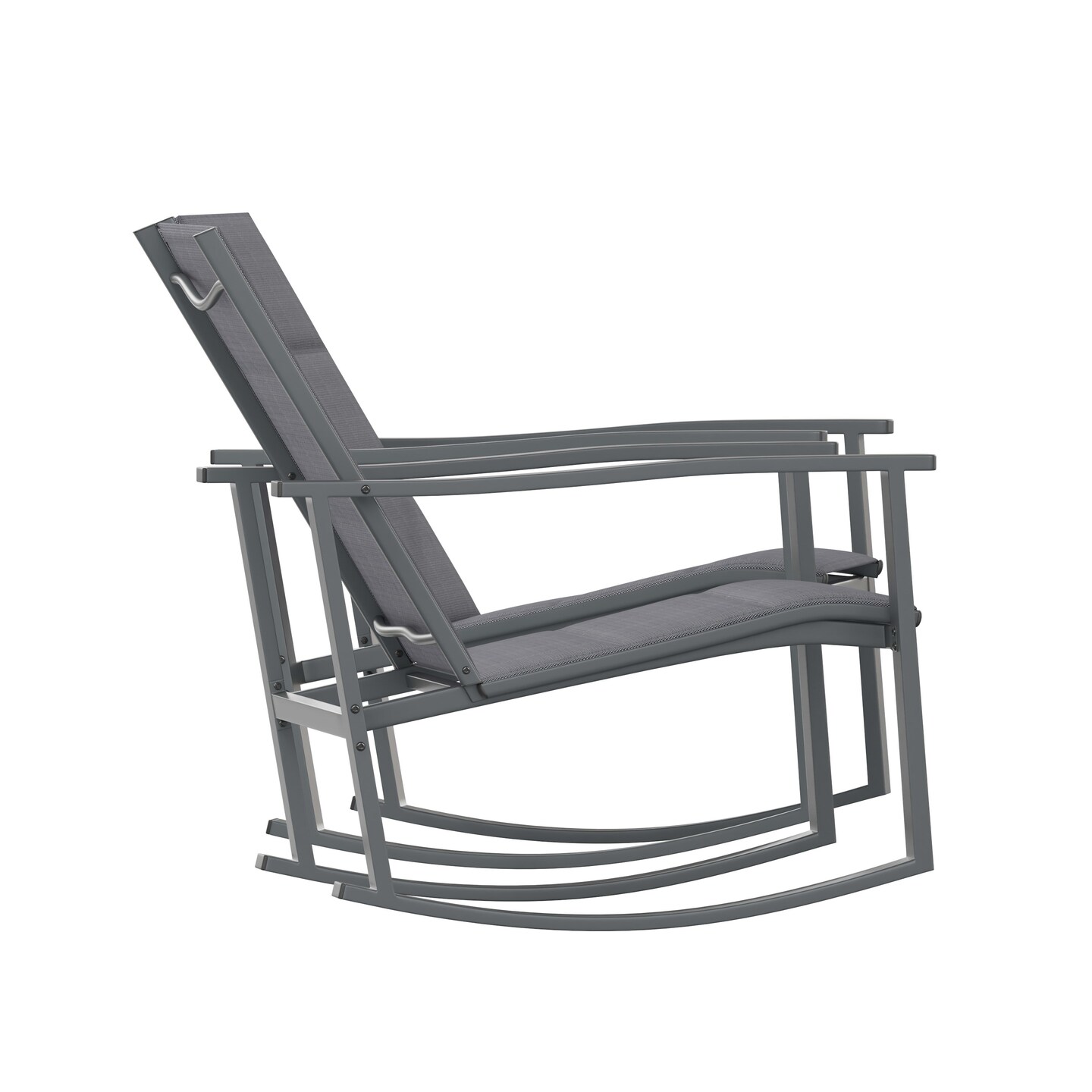 Merrick Lane Brevyn Set of 2 Flex Comfort Outdoor Rocking Chairs with Steel Frames