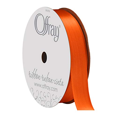 5/8&#x22; Wide Single Face Satin Ribbon, Torrid Orange, 6 Yds