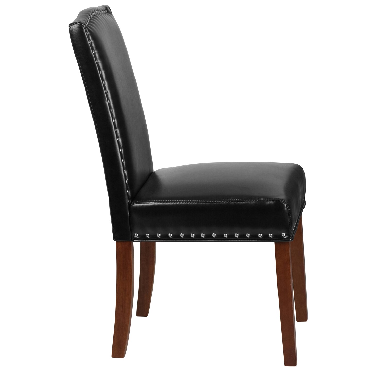 Merrick Lane Hollowell Parsons Chair Plush Dining Chair with Accent Nail Trim and Wooden Legs