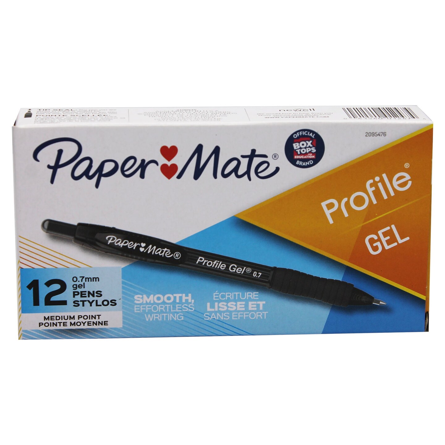 Paper Mate Profile Gel 0.7 Medium 2095476 Black Gel Ink Retractable Pen,  Box of 12