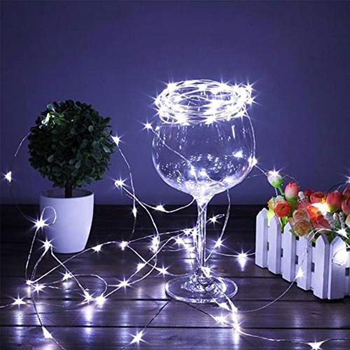 YJFWAL 24 Packs Fairy Lights Battery Operated(Batteries Included),10.2FT 30LEDs Copper Wire Firefly Lights,Mini Starry String Lights for Mason Jars Wedding Party DIY Christmas Decor (Cool White)