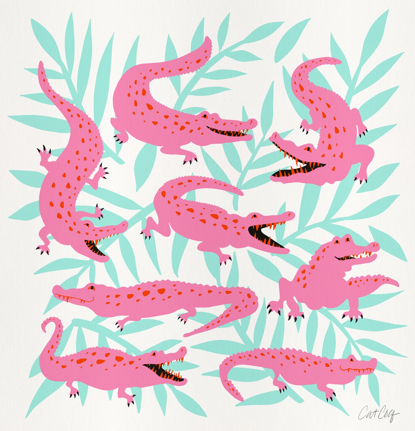 Pink Turquoise Alligator Collection by Cat Coquillette Shower