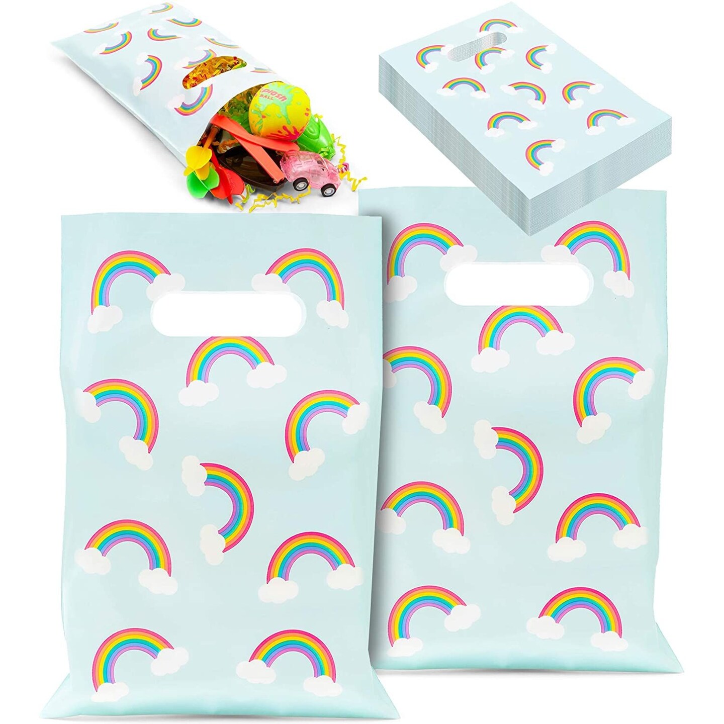 Rainbow Party Favor Goodie Bags (100 Pack)