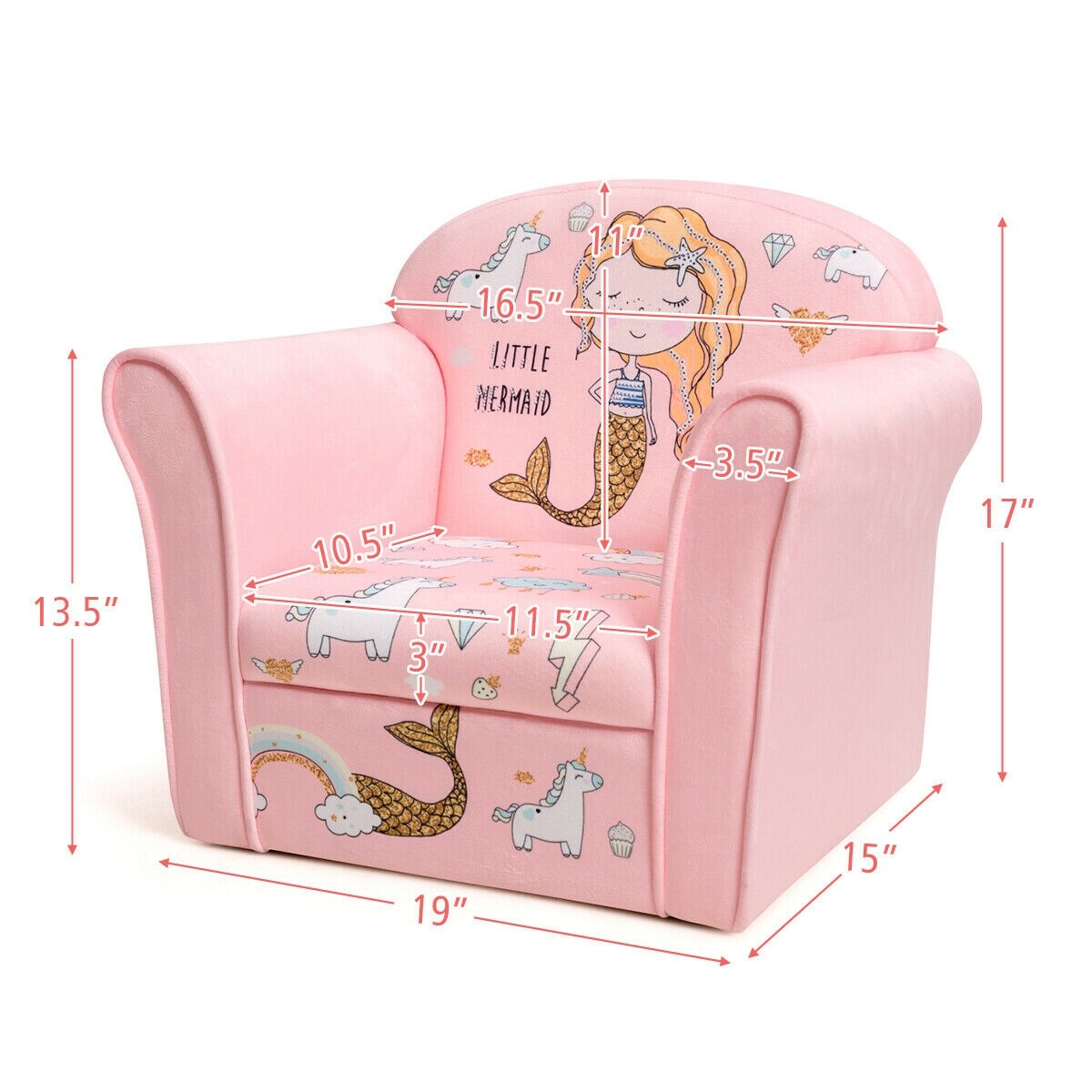 Super Soft Velvet Kids Couch Sofa with Armrests and Ergonomic Backrest