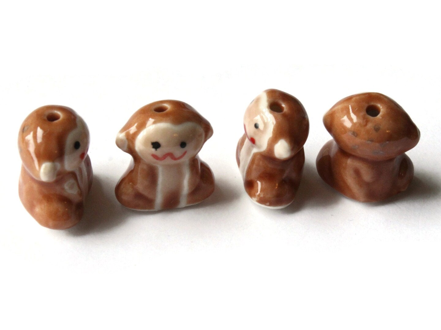 18mm Brown Porcelain Monkey Beads