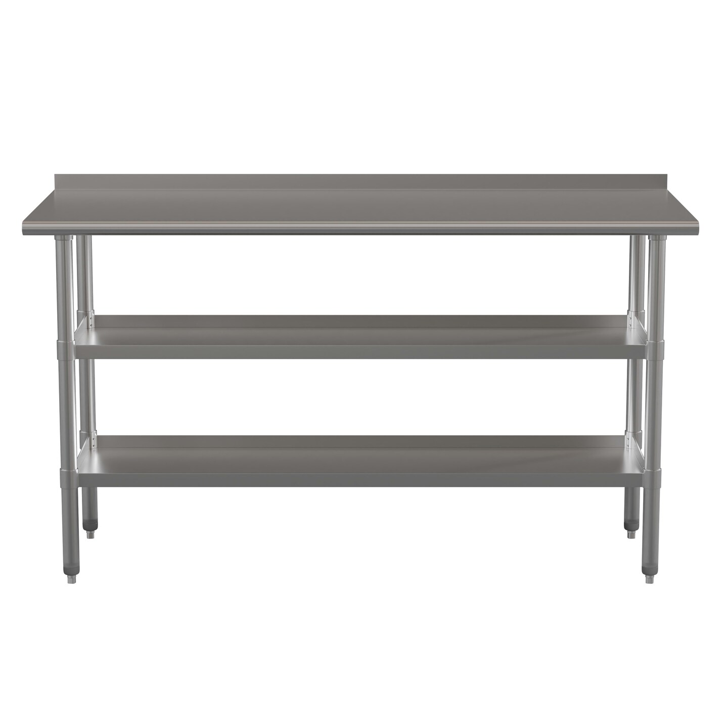 Emma and Oliver NSF Certified Stainless Steel 18 Gauge Work Table with 1.5" Backsplash and 2 Undershelves