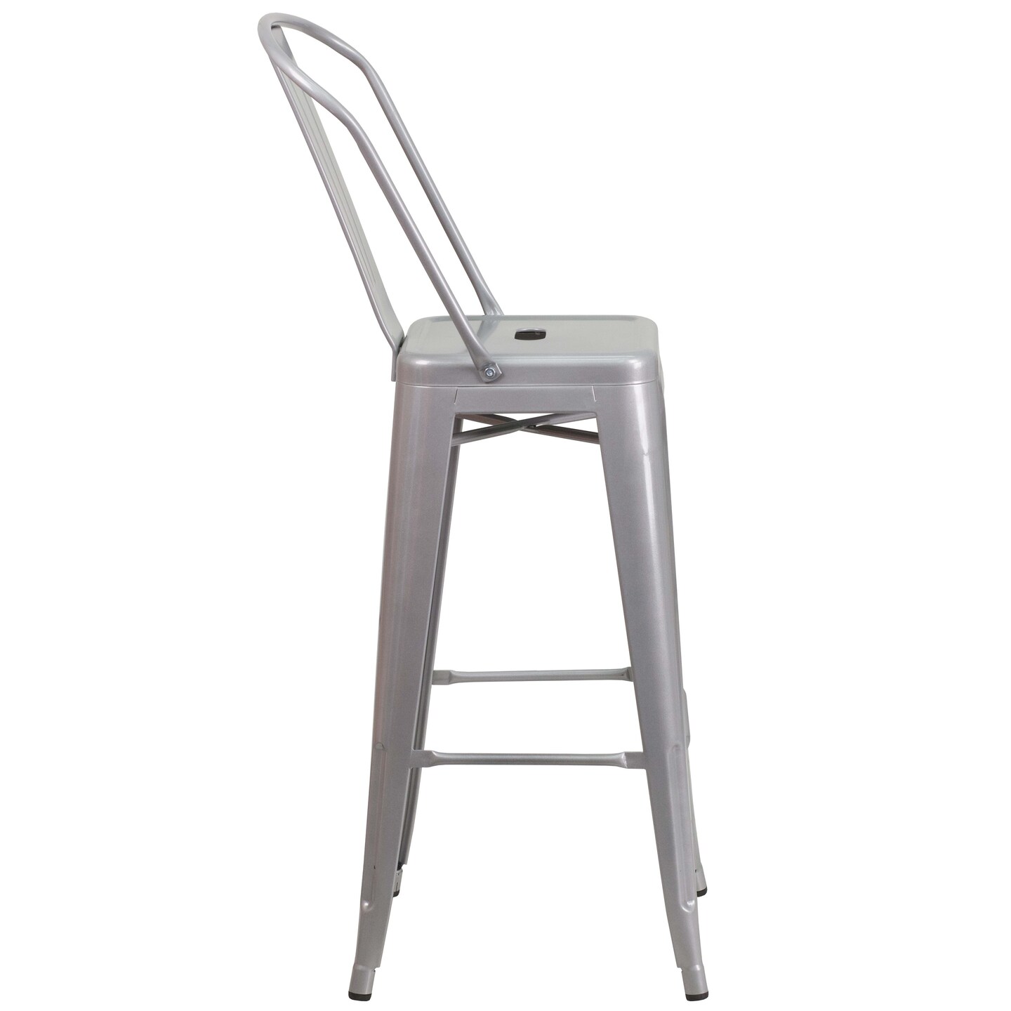 Emma and Oliver Commercial Grade 4 Pack 30&#x22; High Metal Indoor-Outdoor Barstool with Back