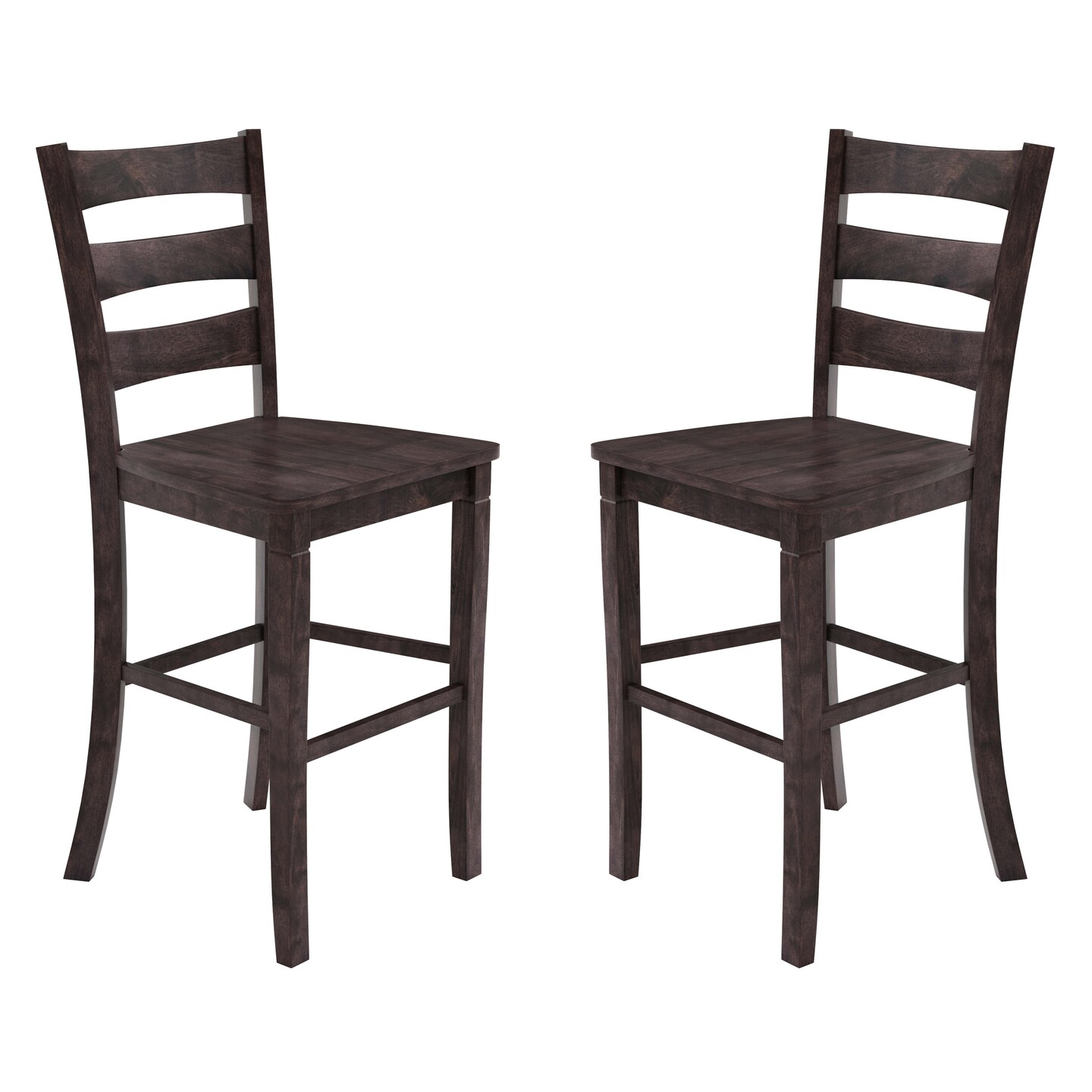 Merrick Lane Verity Set of Two Classic Wooden Ladderback Counter Height Barstools with Solid Wood Seats