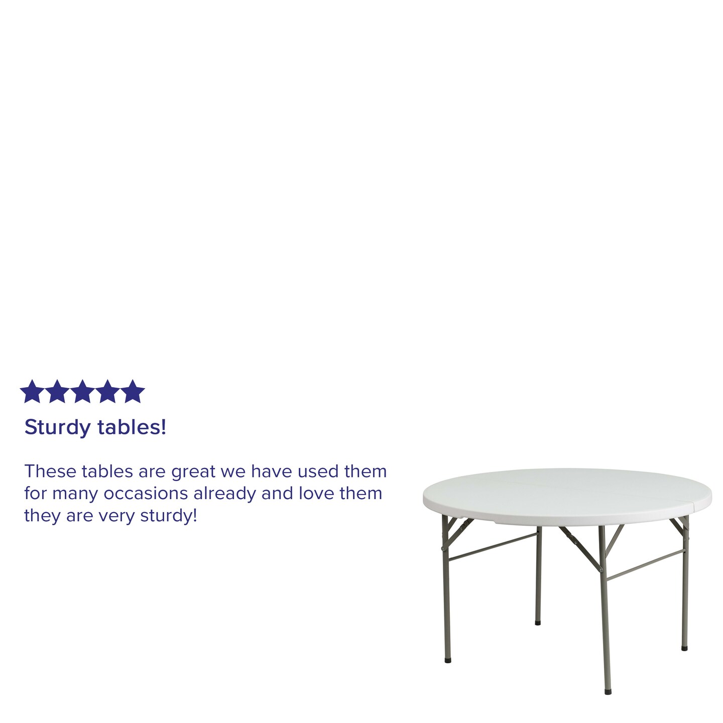 Emma and Oliver 4-Foot Round Bi-Fold Plastic Banquet and Event Folding Table with Carrying Handle