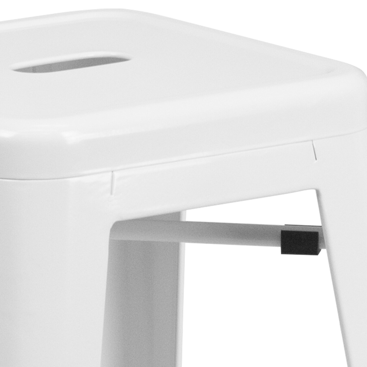 Merrick Lane Newark Series Backless Metal Stool with Square Seat for Indoor-Outdoor Use