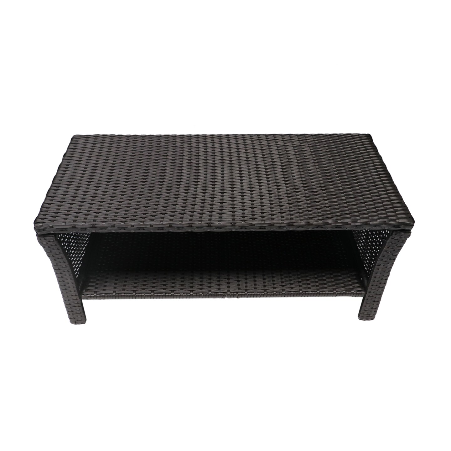 Contemporary Home Living 38.50&#x22; Brown and Black Contemporary Rectangular Outdoor Wicker Coffee Table