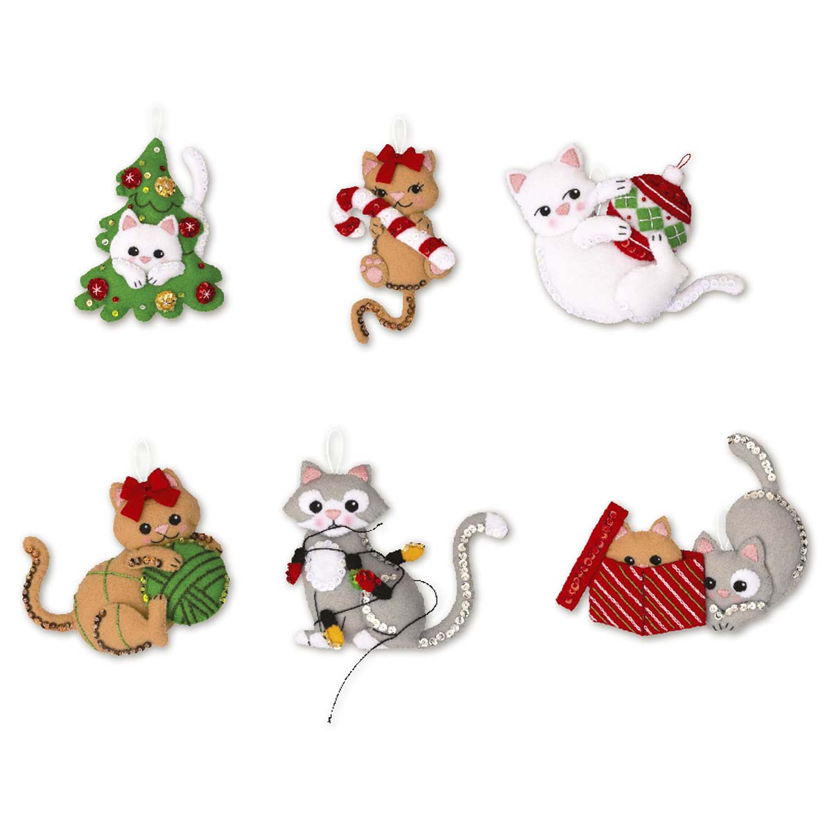 Bucilla  Frisky Kitties Felt &#x26; Sequin Kit