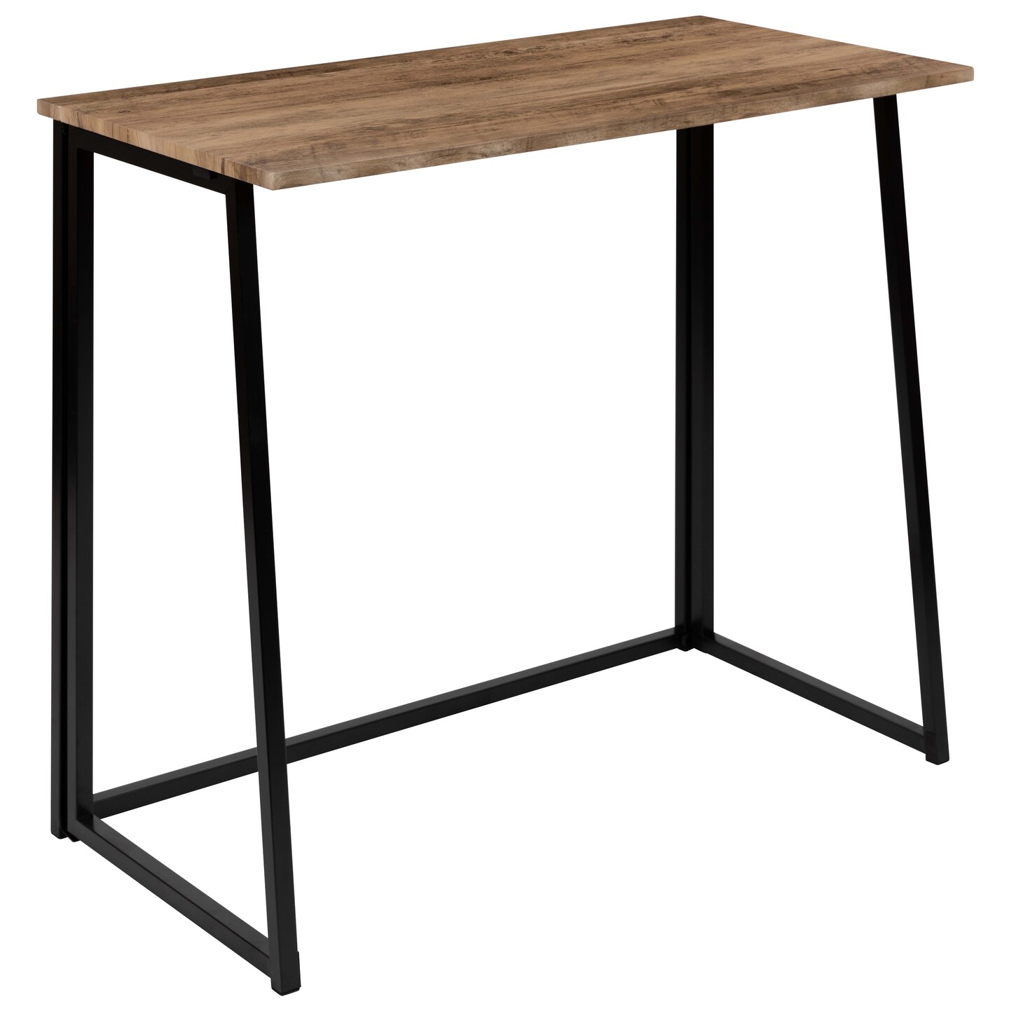 Merrick Lane Oakdale Folding Computer Desk with Wood Grain Finish Top and Folding Metal Legs