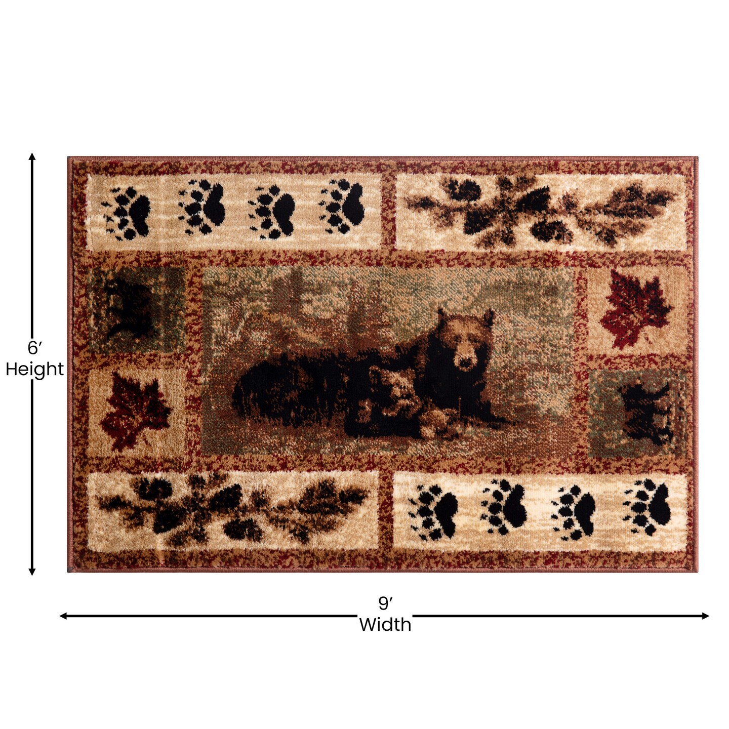 Masada Rugs Kodiak Collection Cabin/Lodge Area Rug Mat with Bear and Cub Scene