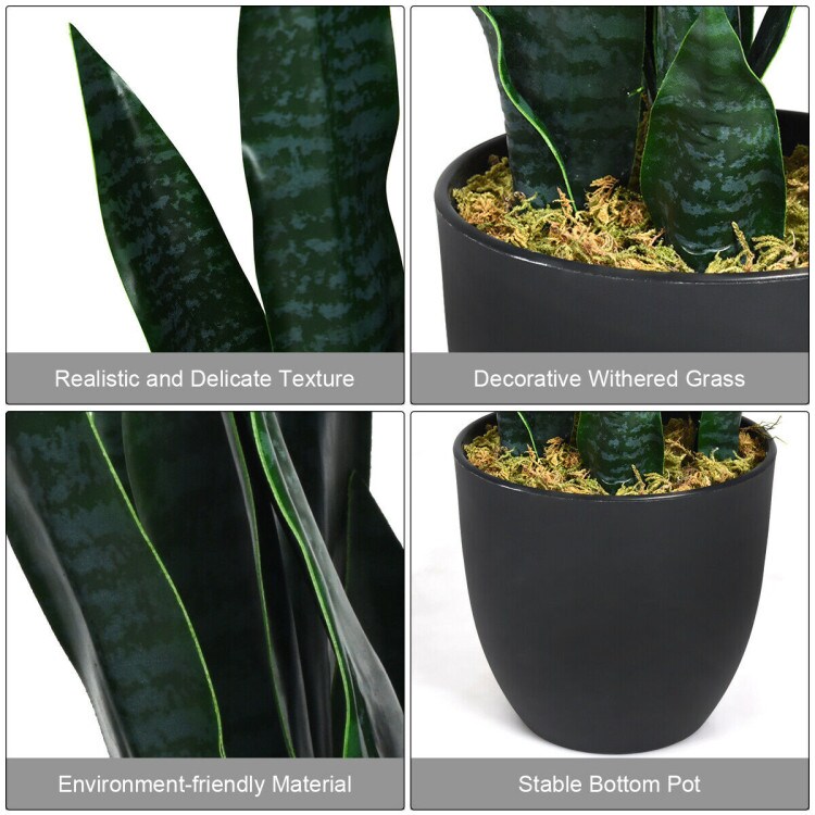 35.5 Inch Artificial Sansevieria Plant Lifelike Snake Plant with Pot for Living Room and Bedroom