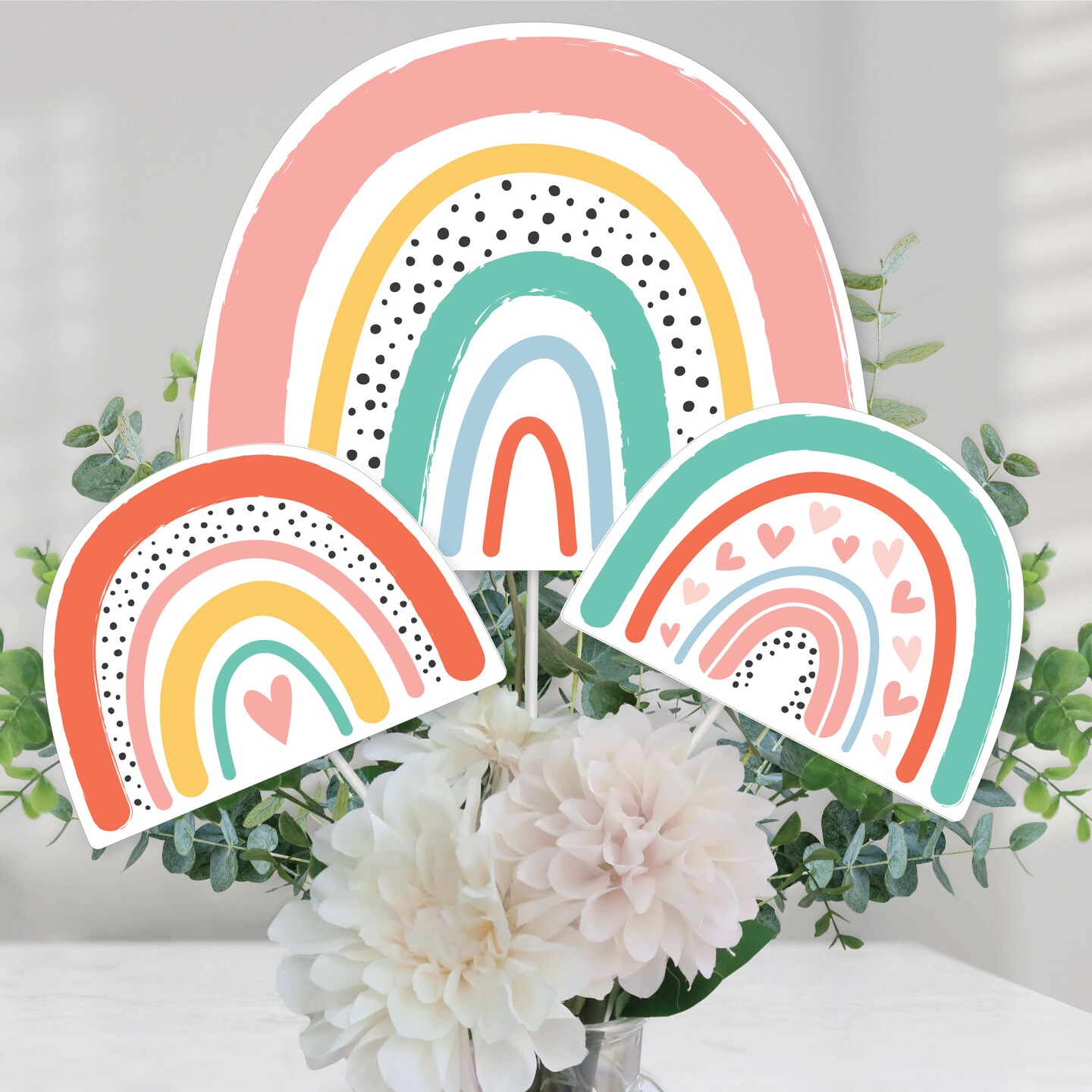 Happy Birthday Party Centerpiece Sticks 28Pcs Colorful Birthday Table  Toppers Cheerful Birthday Table Decor Rainbow Party Decorations for Baby  Shower