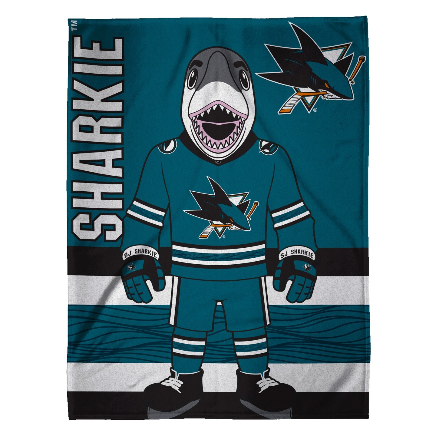 Sleep Squad San Jose Sharks SJ Sharkie Mascot 60&#x201D; x 80&#x201D; Raschel Plush Hockey Blanket