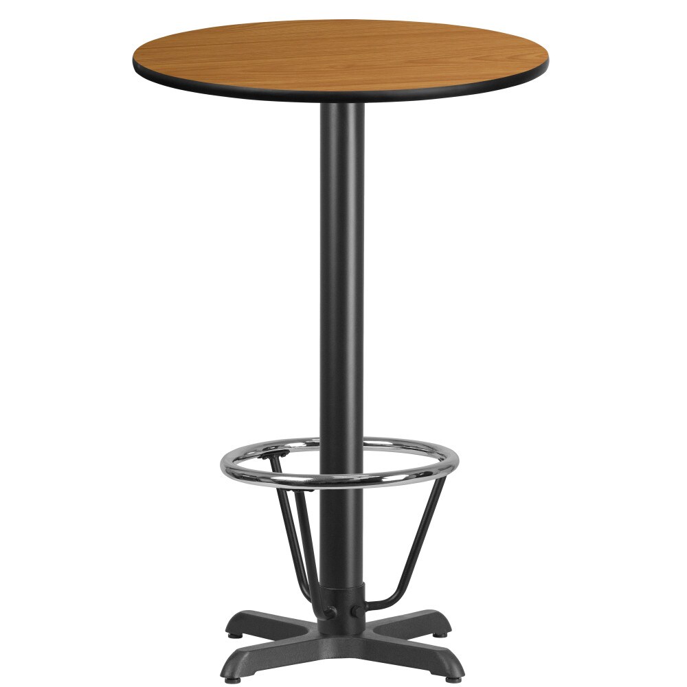 Emma and Oliver 24" Round Laminate Bar Table with 22"x22" Foot Ring Base